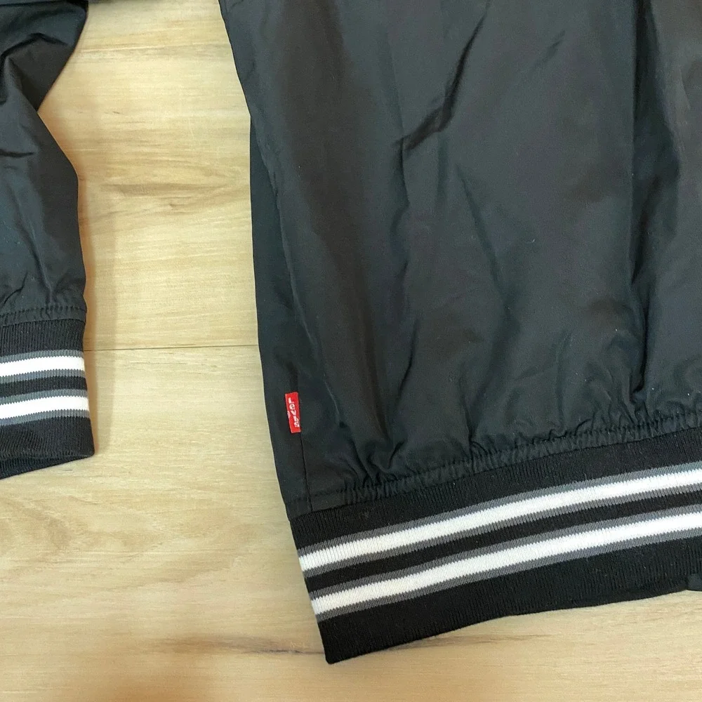 Levis Mens Water Resistant Varsity Bomber Jacket‎ Black Medium NEW $118